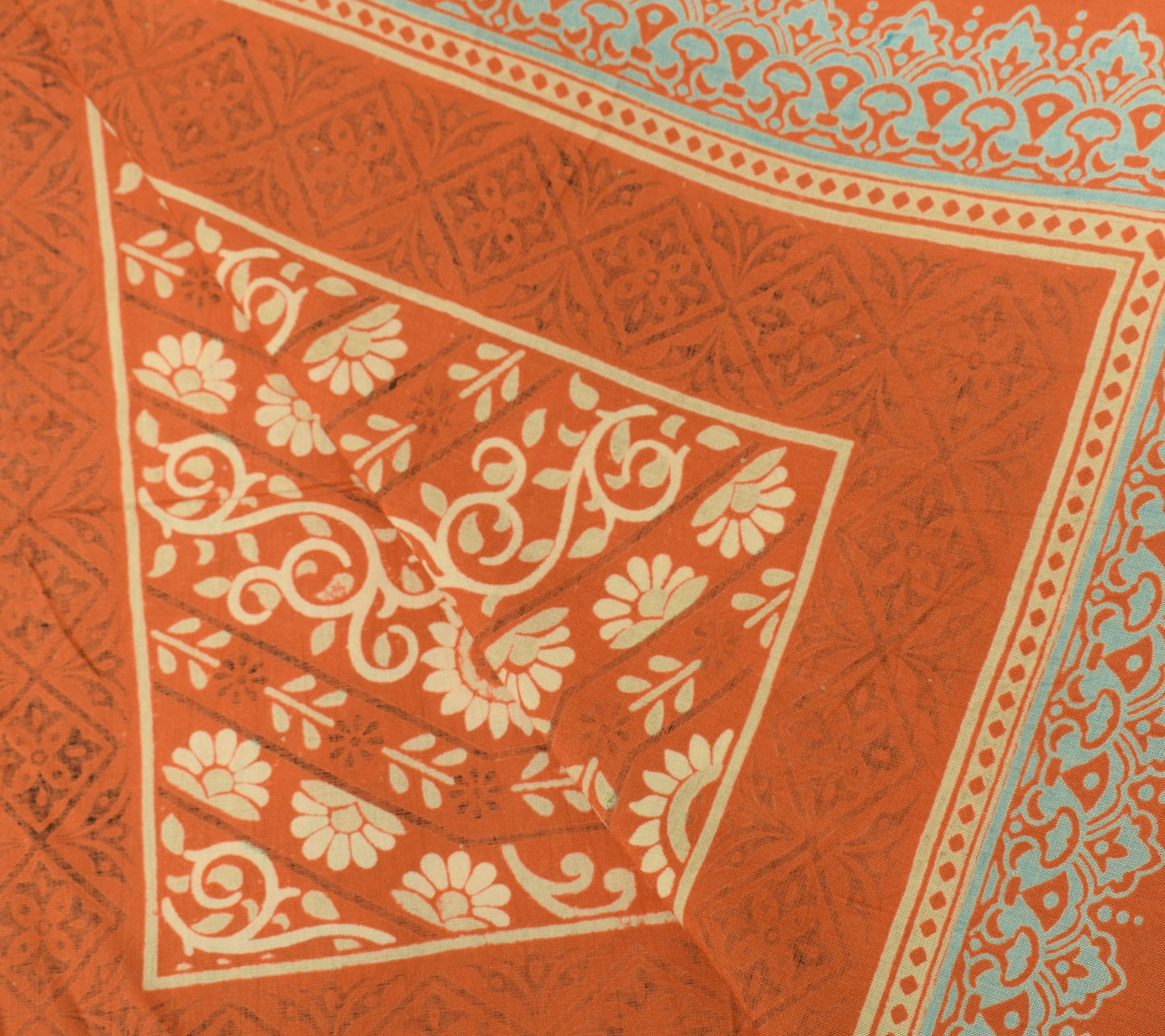 Sushila Vintage Rust Printed Dupatta 100%Pure Cotton Floral Soft Long Stole Wrap