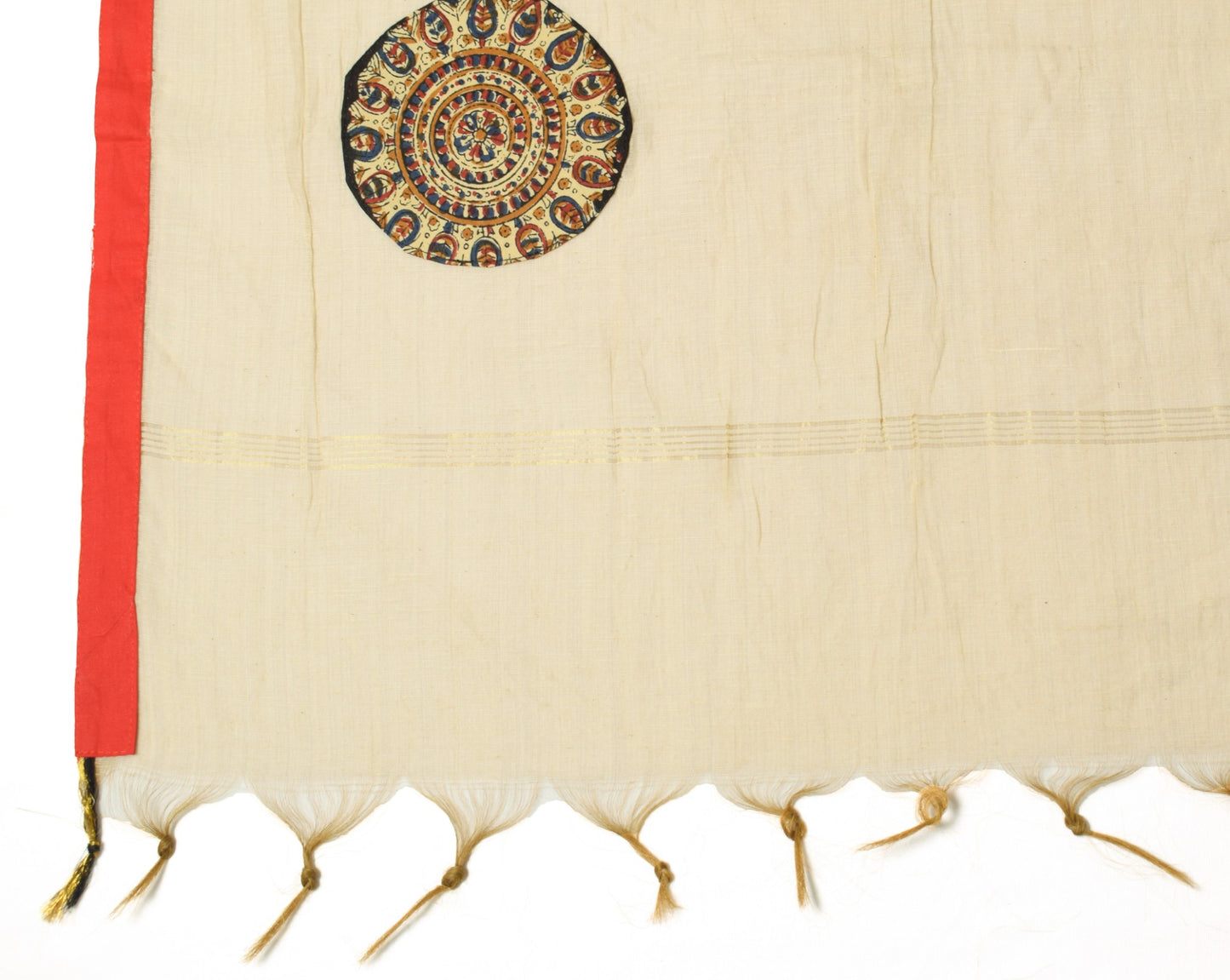 Sushila Vintage Cream Dupatta Applique with Patch Border Pure Cotton Long Stole