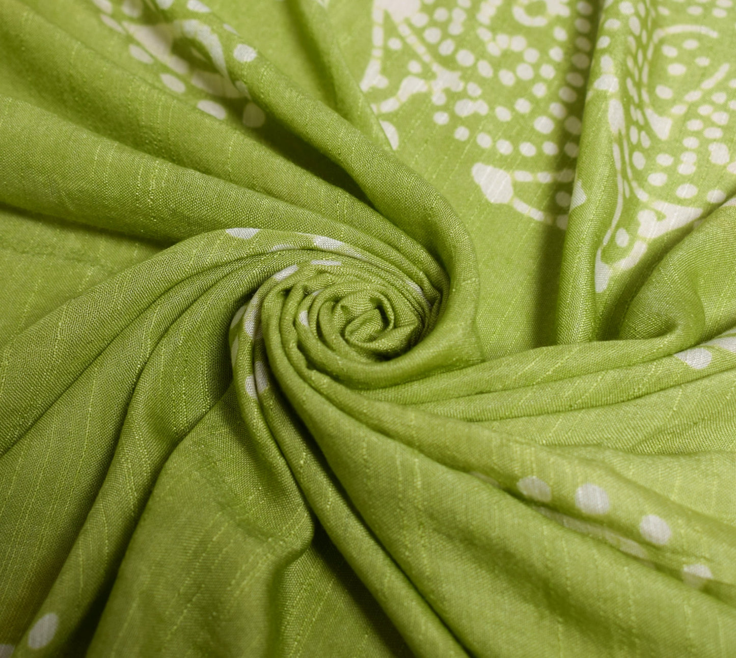 Sushila Vintage Batik Printed Dupatta Green Blue Art Cotton Silk Soft Long Stole