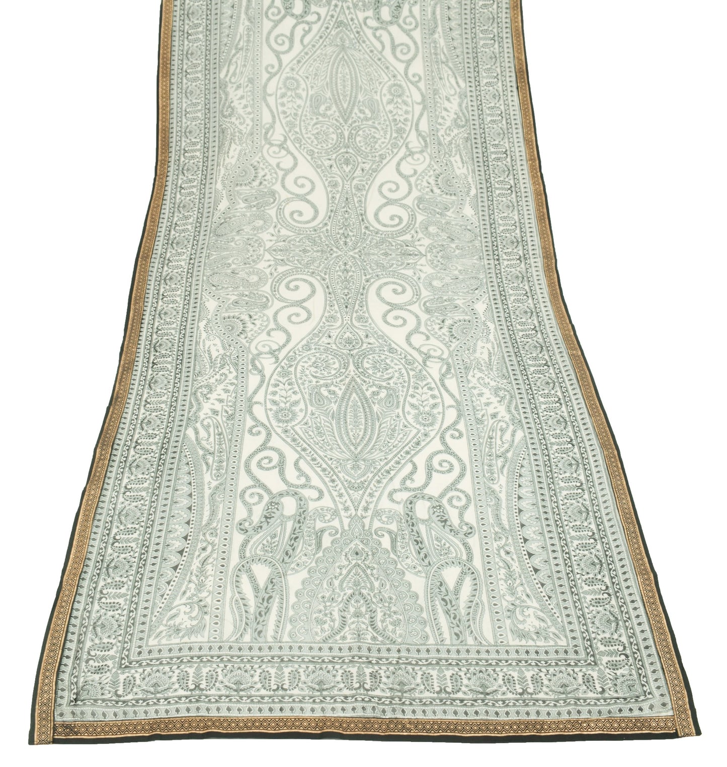 Sushila Vintage Gray Dupatta 100% Pure Cotton Paisley Printed Long Stole Scarves