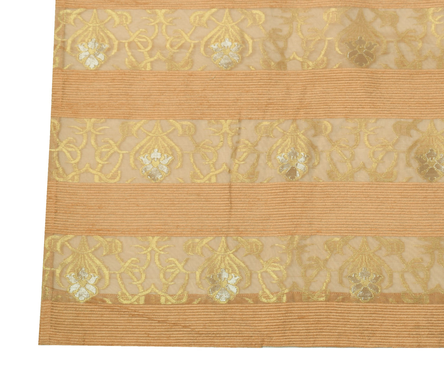Sushila Vintage Pure Organza Silk Dupatta Woven Zari Brocade Peach Long Stole
