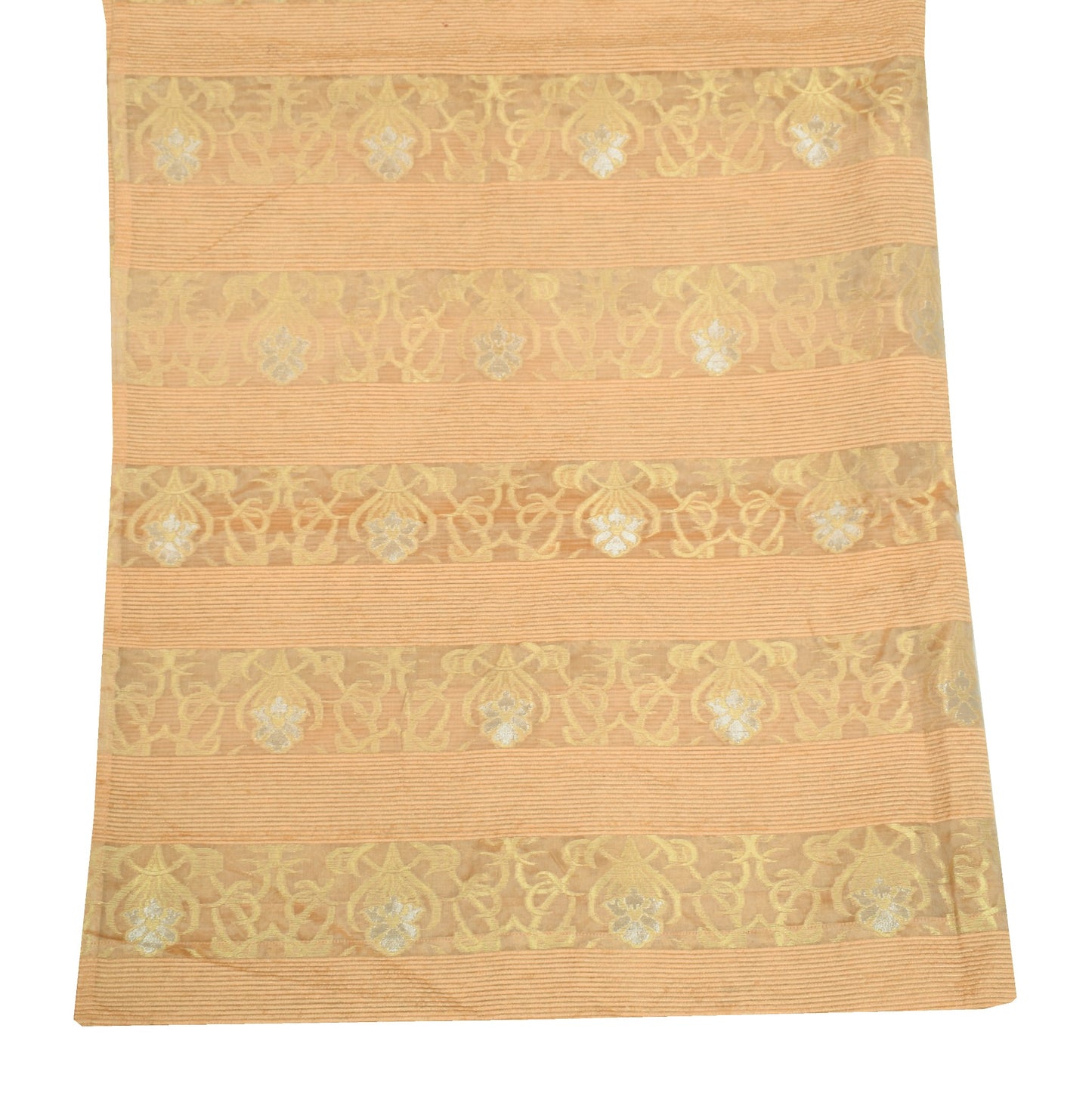 Sushila Vintage Pure Organza Silk Dupatta Woven Zari Brocade Peach Long Stole