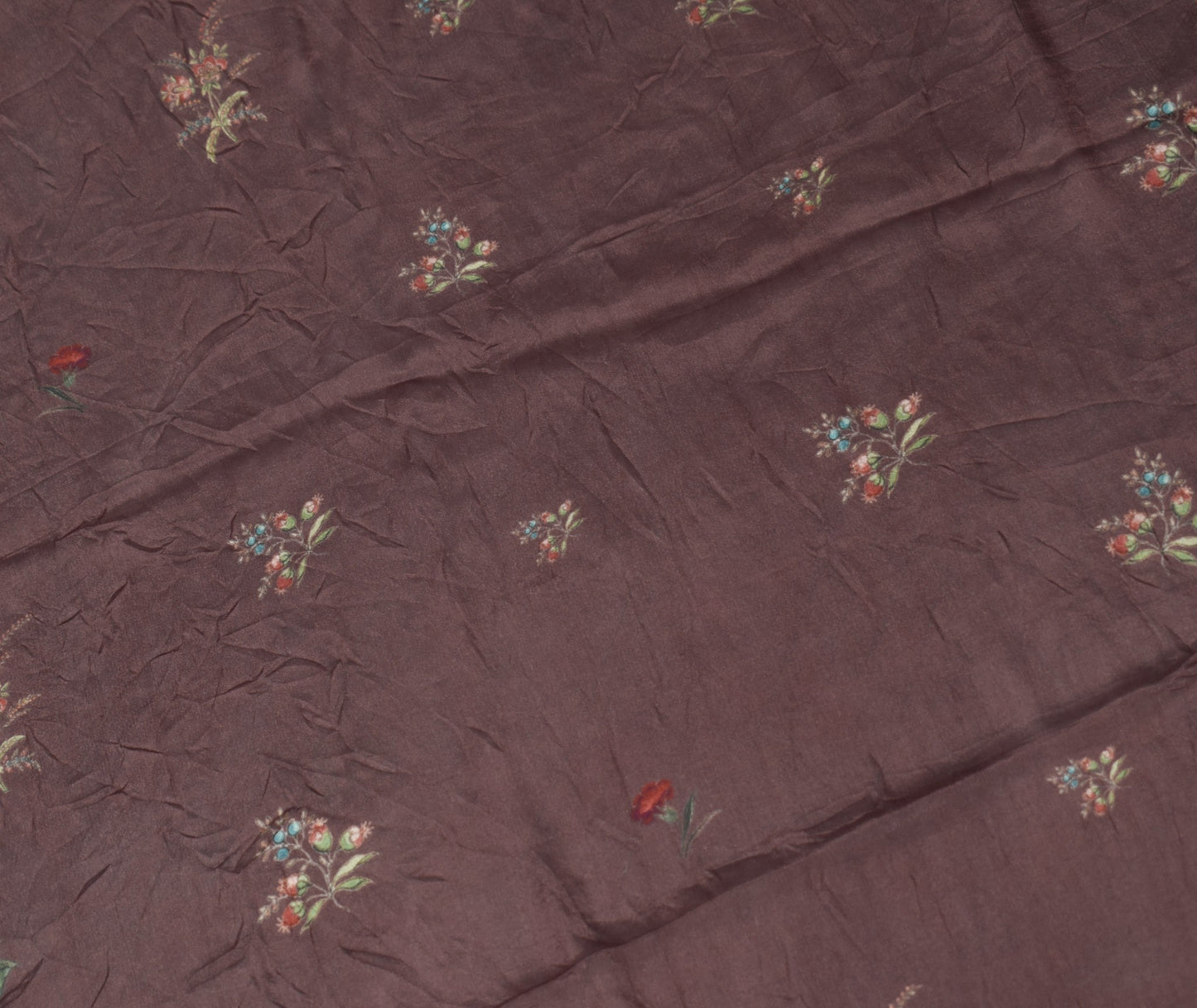 Sushila Vintage Brown Dupatta 100%Pure Chiffon Digital Printed Floral Long Stole