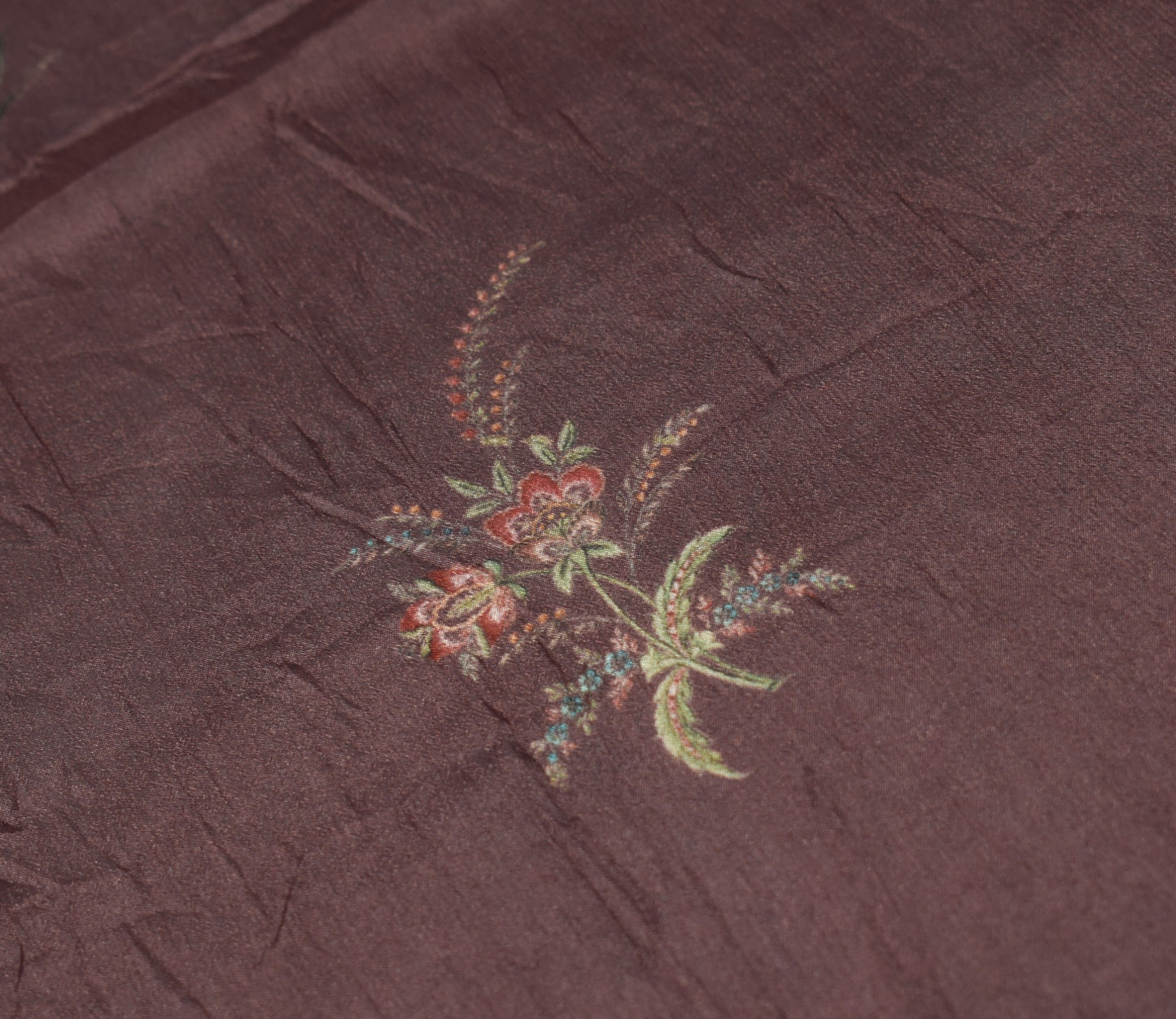 Sushila Vintage Brown Dupatta 100%Pure Chiffon Digital Printed Floral Long Stole