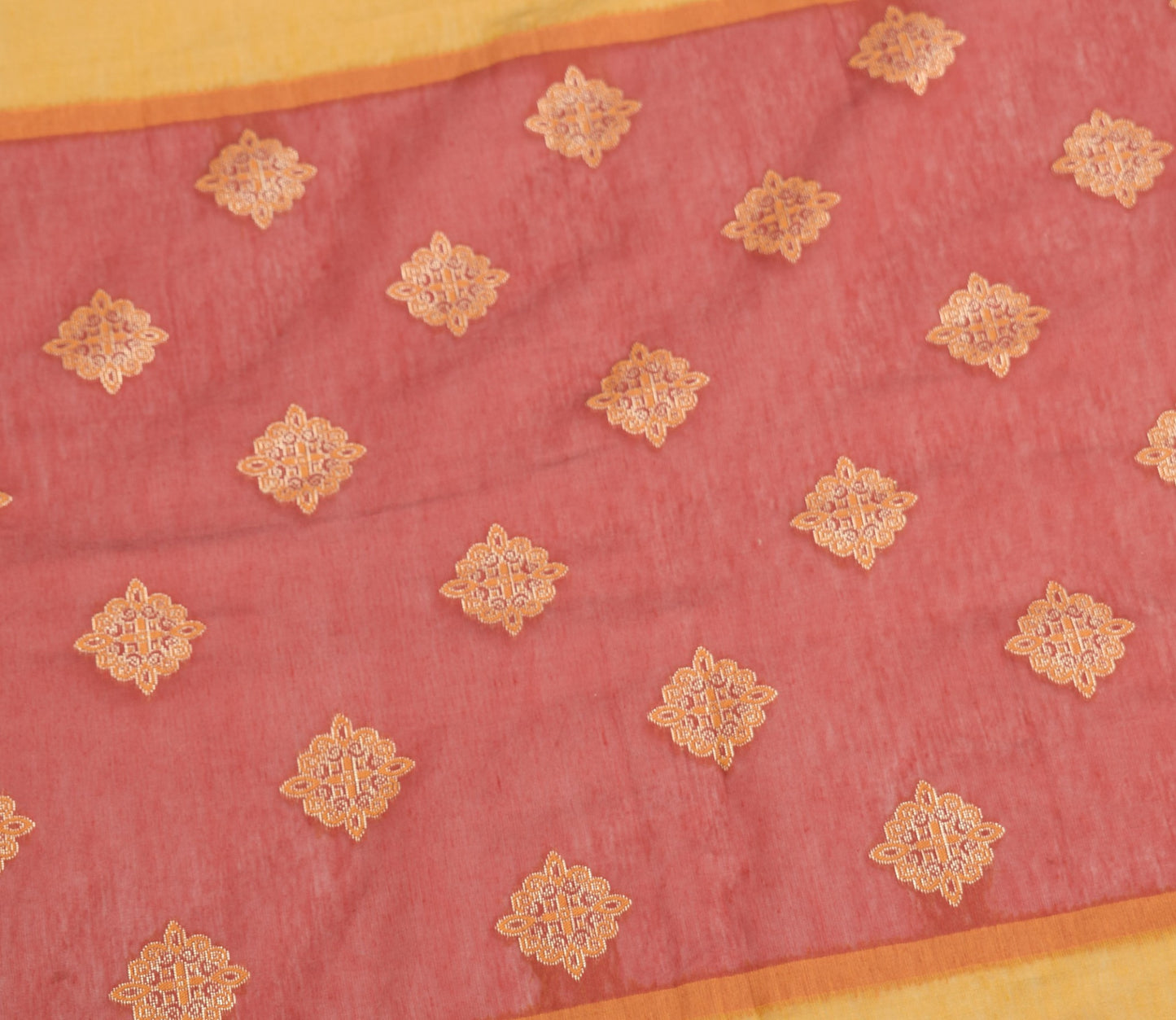 Sushila Vintage Mustard & Maroon Dupatta Geometrical Woven Pure Cotton LongStole