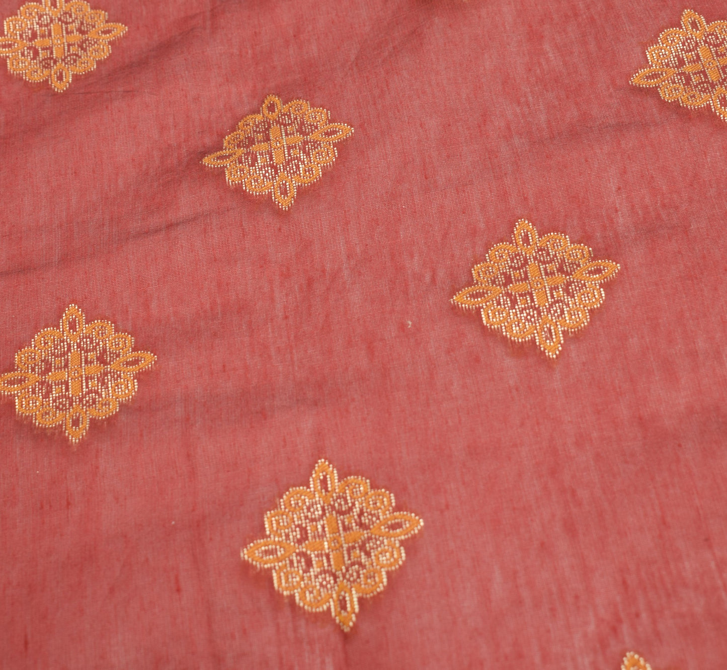 Sushila Vintage Mustard & Maroon Dupatta Geometrical Woven Pure Cotton LongStole