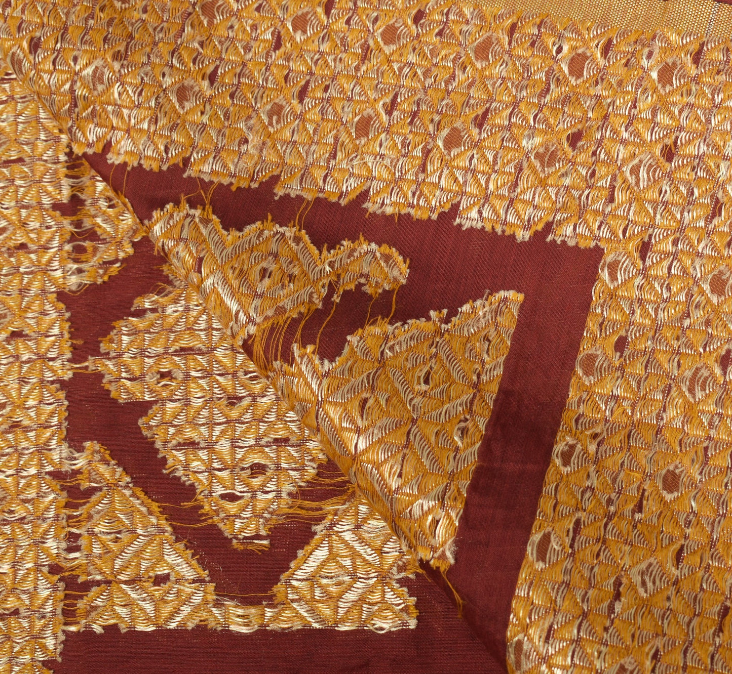Sushila Vintage Mustard & Maroon Dupatta Geometrical Woven Pure Cotton LongStole