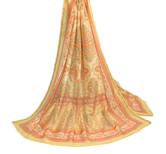 Sushila Vintage Cream BRANDED Dupatta 100%Pure Cotton Floral Printed Long Stole