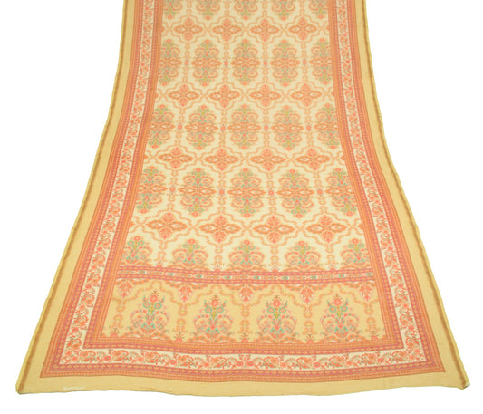 Sushila Vintage Cream BRANDED Dupatta 100%Pure Cotton Floral Printed Long Stole