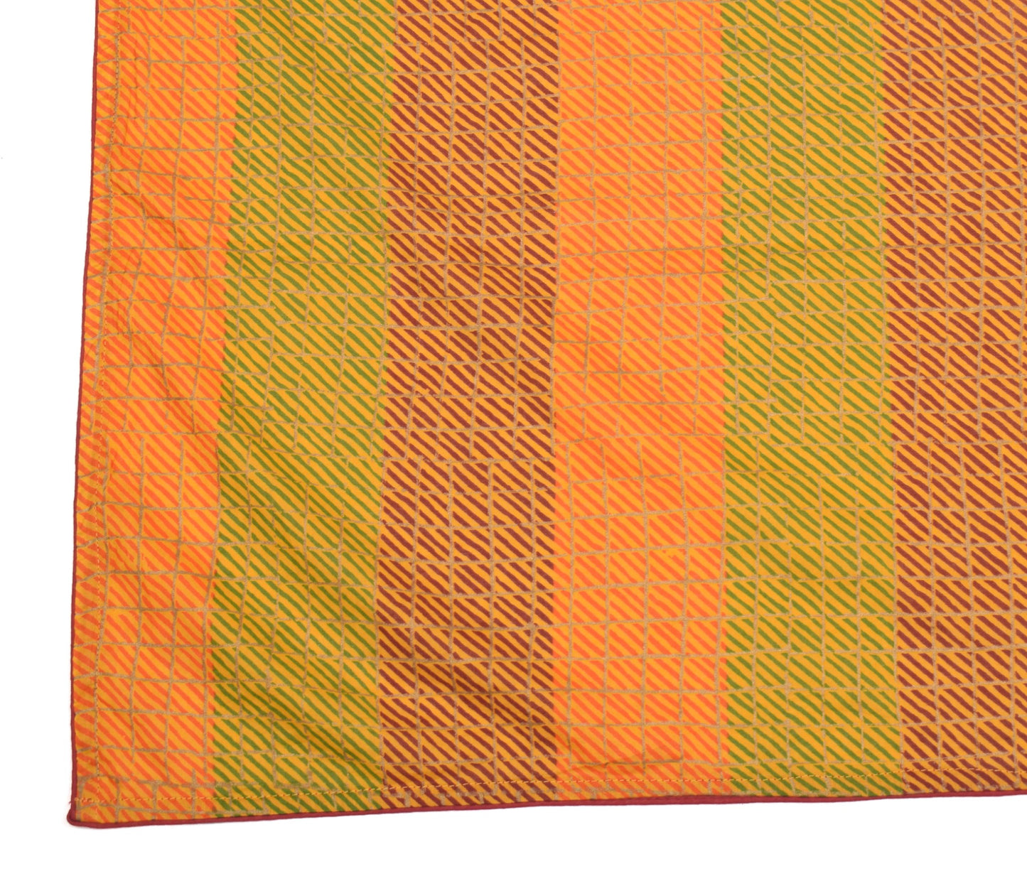Sushila Vintage Yellow Dupatta 100% Pure Cotton Stripes Hand Printed Long Stole
