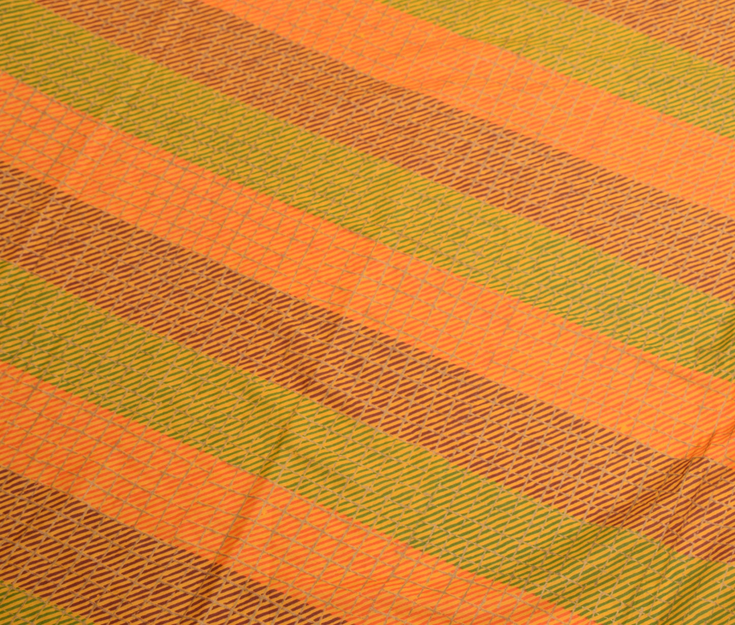 Sushila Vintage Yellow Dupatta 100% Pure Cotton Stripes Hand Printed Long Stole