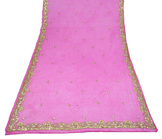 Sushila Vintage Pink Dupatta Pure Georgette Zari Sequins Embellish Long Stole