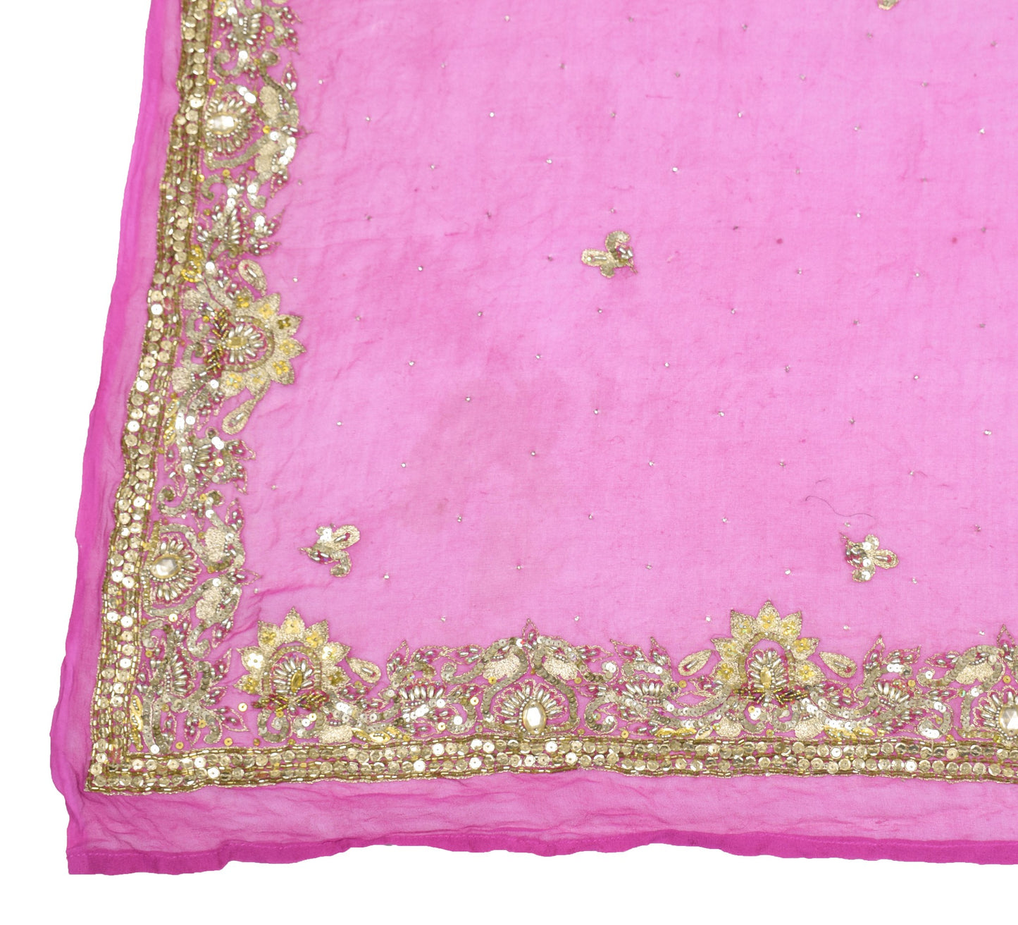 Sushila Vintage Pink Dupatta Pure Georgette Zari Sequins Embellish Long Stole