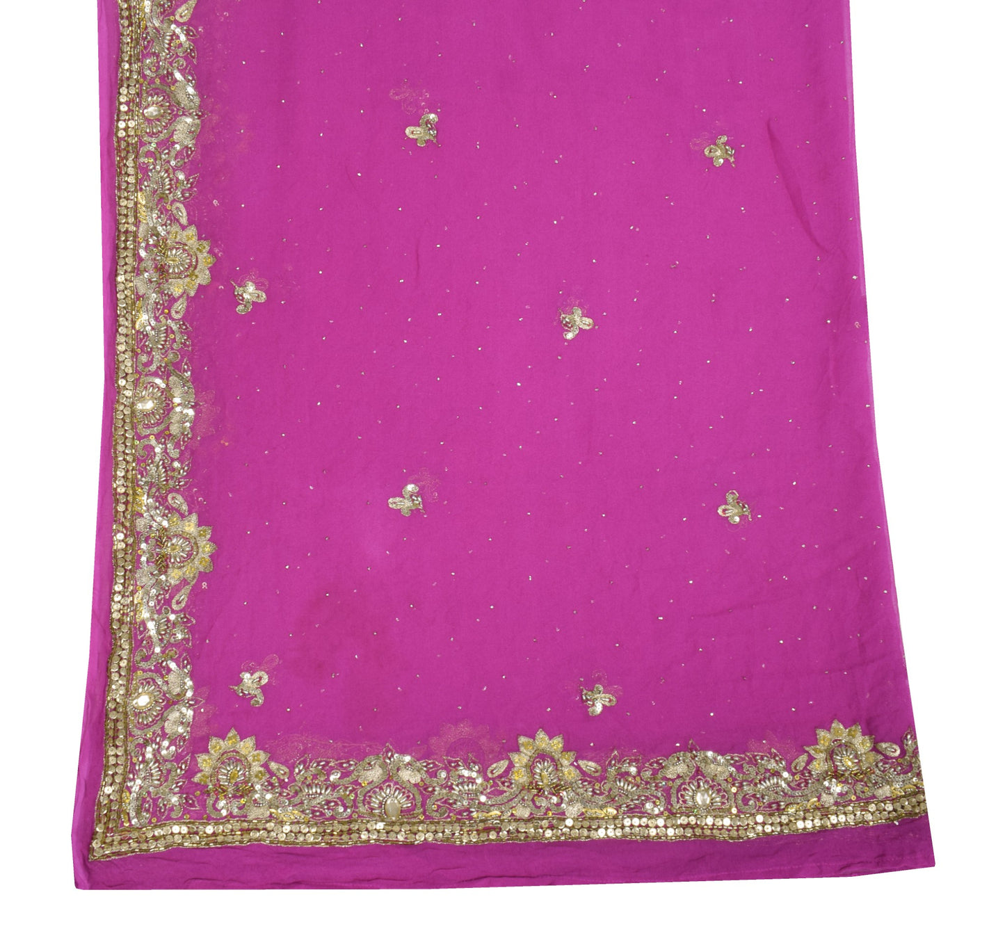 Sushila Vintage Pink Dupatta Pure Georgette Zari Sequins Embellish Long Stole
