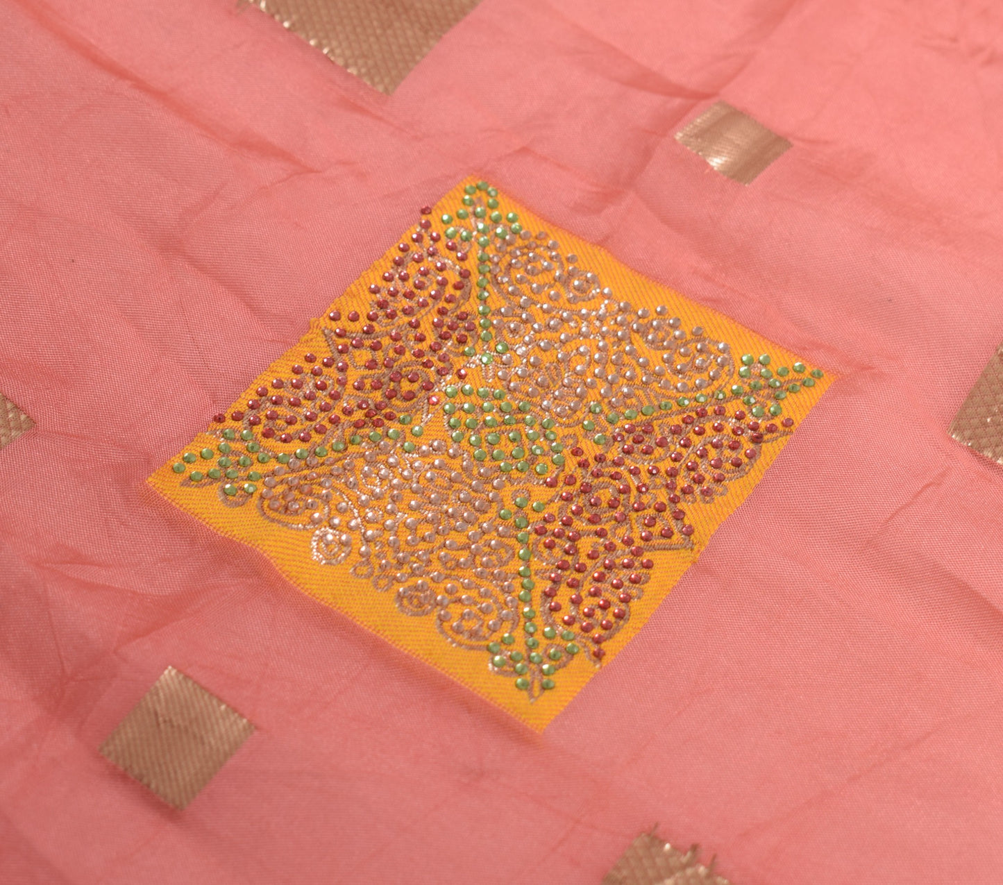 Sushila Vintage Peach Dupatta Pure Silk Banarasi Brocade Woven Long Stole