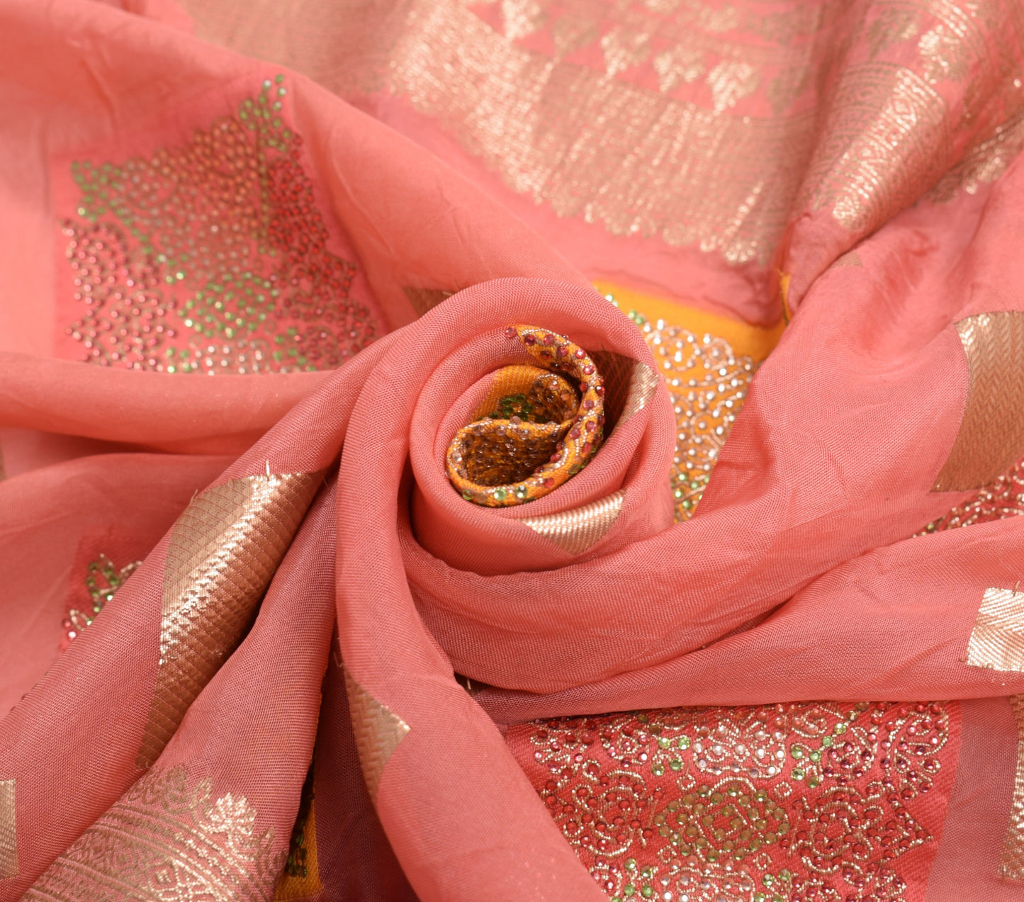 Sushila Vintage Peach Dupatta Pure Silk Banarasi Brocade Woven Long Stole