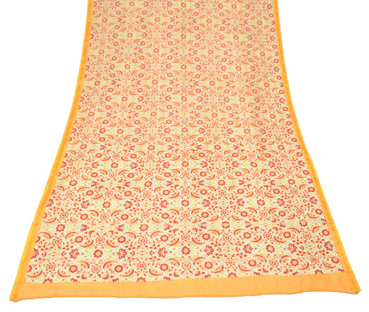 Sushila Vintage Light Yellow Dupatta 100% Pure Cotton Floral Printed Long Stole
