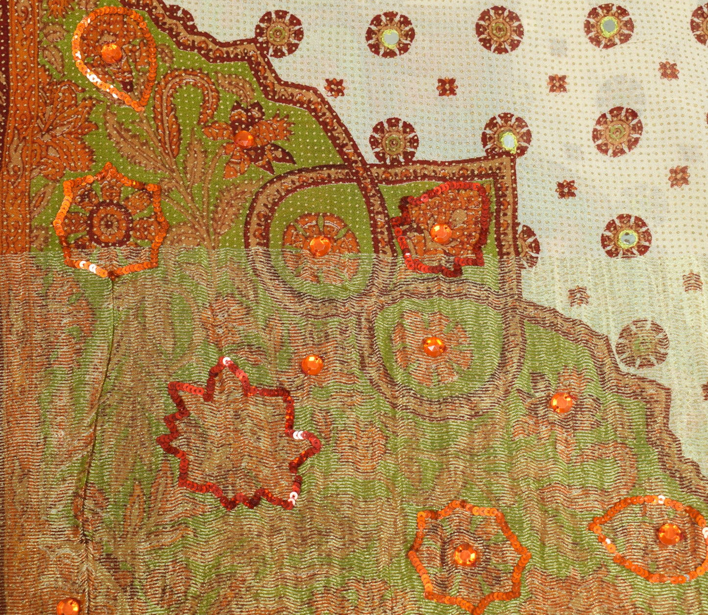 Sushila Vintage Cream Dupatta Pure Georgette Printed & Zari Brocade  Long Stole