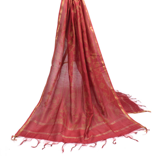 Sushila Vintage Maroon BRANDED Dupatta Printed Woven Pure Cotton Silk Long Stole