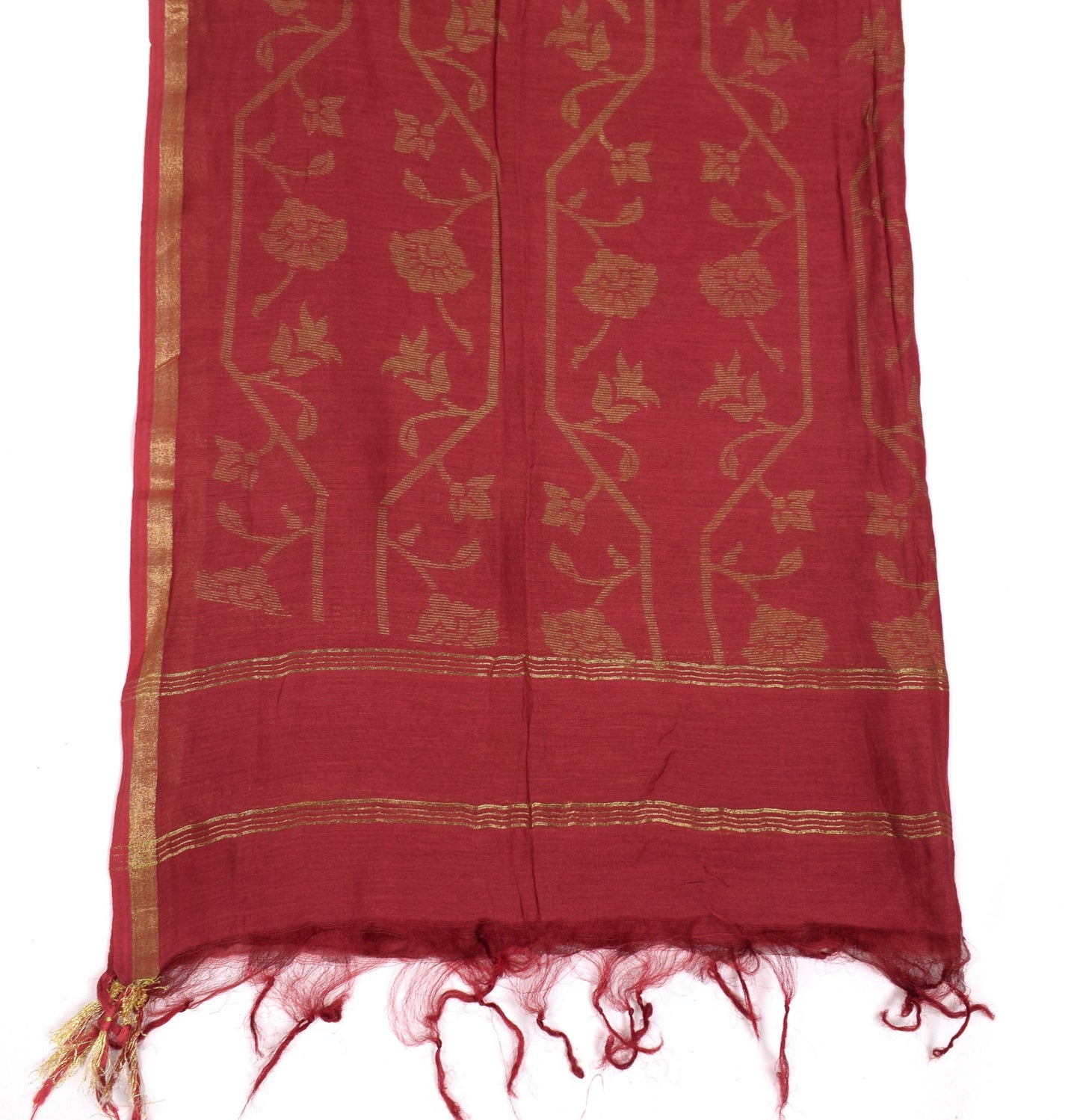 Sushila Vintage Maroon BRANDED Dupatta Printed Woven Pure Cotton Silk Long Stole