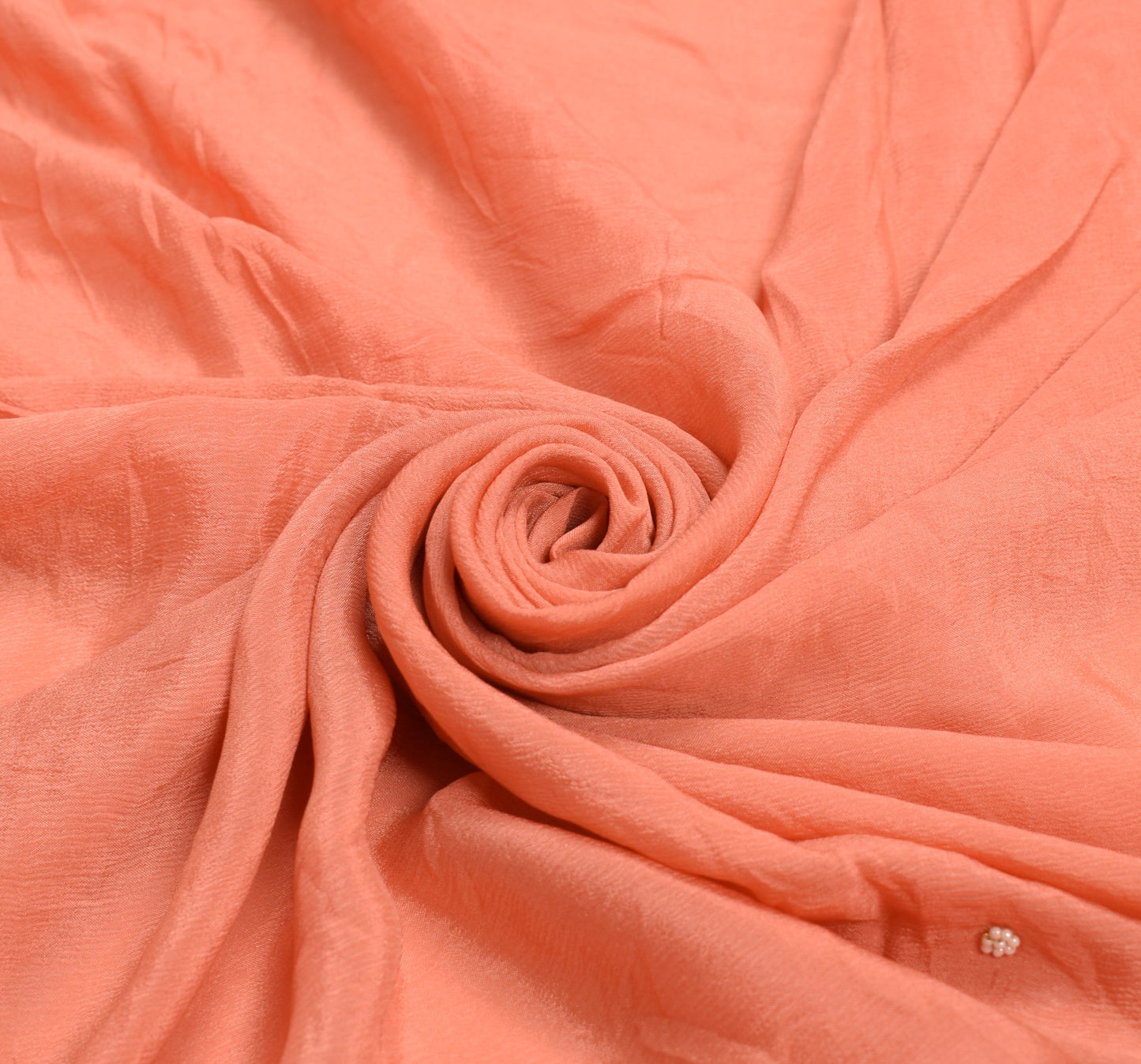 Sushila Vintage Peach Dupatta With Floral Woven Border Pure Chiffon Long Stole