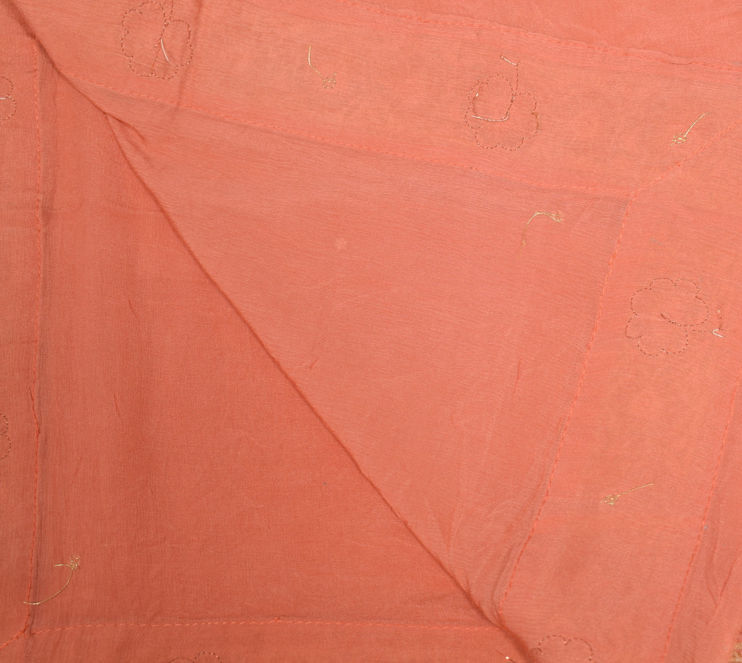 Sushila Vintage Peach Dupatta With Floral Woven Border Pure Chiffon Long Stole