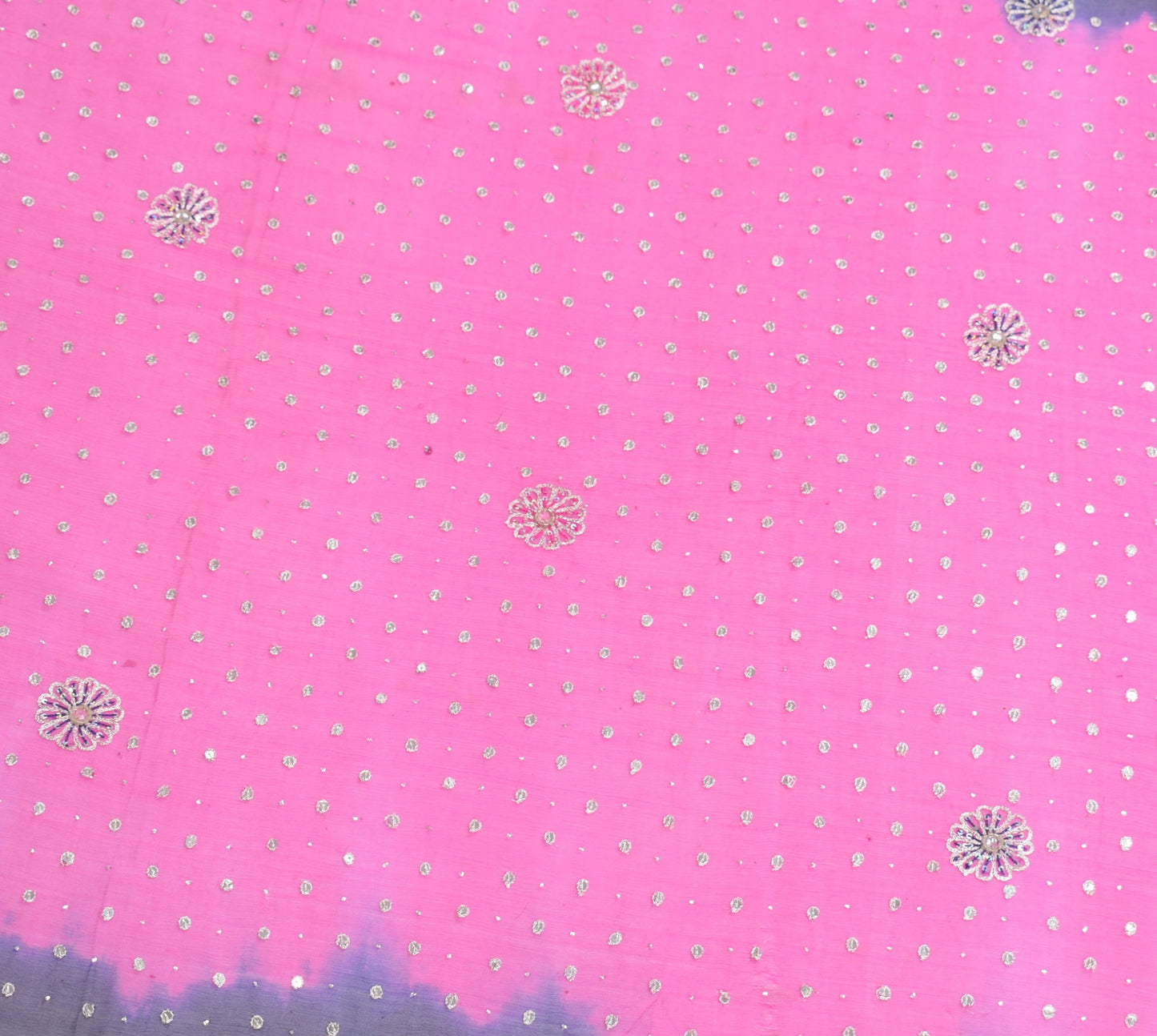 Sushila Vintage Magenta Blue Dupatta Pure Chiffon Embroidered Floral Long Stole