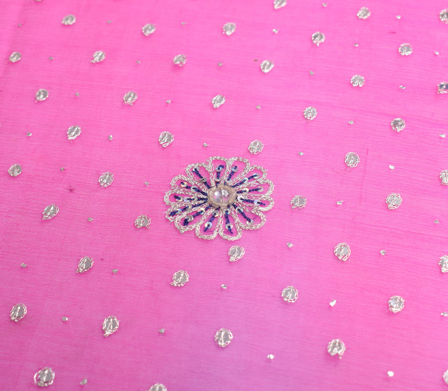 Sushila Vintage Magenta Blue Dupatta Pure Chiffon Embroidered Floral Long Stole