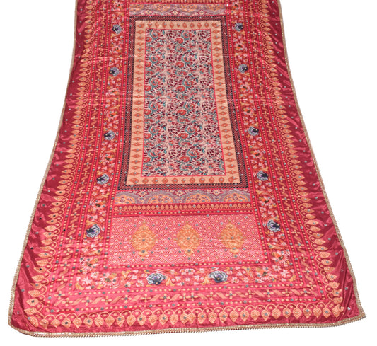 Sushila Vintage Chinnon Silk HEAVY Dupatta Abla Work Multicolor Wrap Long Stole