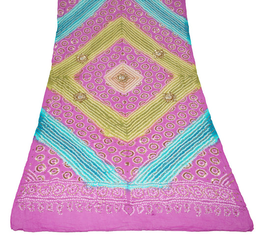 Sushila Vintage Bandhani Dupatta Pure Georgette Multi-Color Hand Work Long Stole