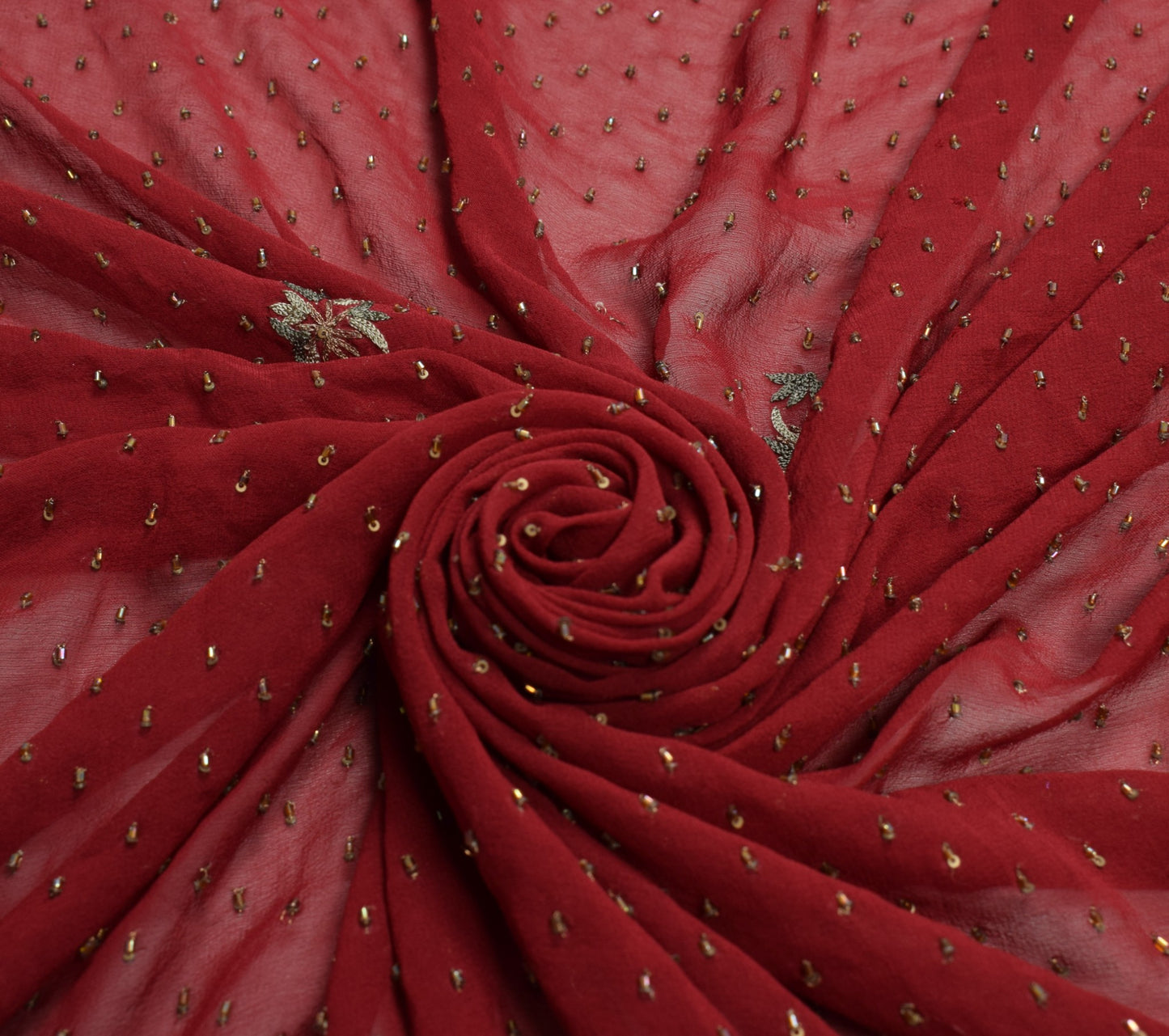 Sushila Vintage Maroon Wedding Dupatta Pure Georgette Hand Embellish Long Stole