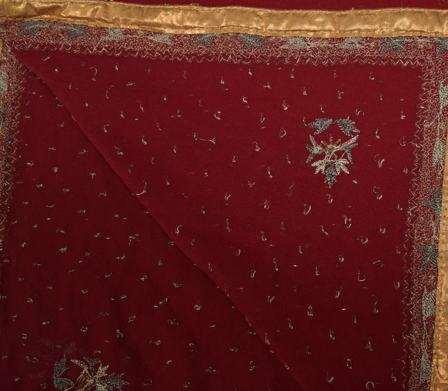 Sushila Vintage Maroon Wedding Dupatta Pure Georgette Hand Embellish Long Stole