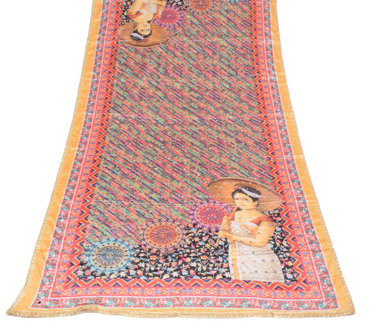 Sushila Vintage Abla Work Dupatta Chinnon Silk Multicolor HEAVY Wrap Long Stole