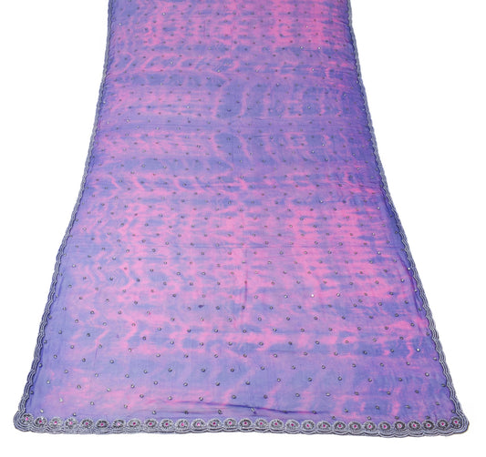 Sushila Vintage Blue Tie-Dye Dupatta with Cutwork Border Pure Chiffon Long Stole