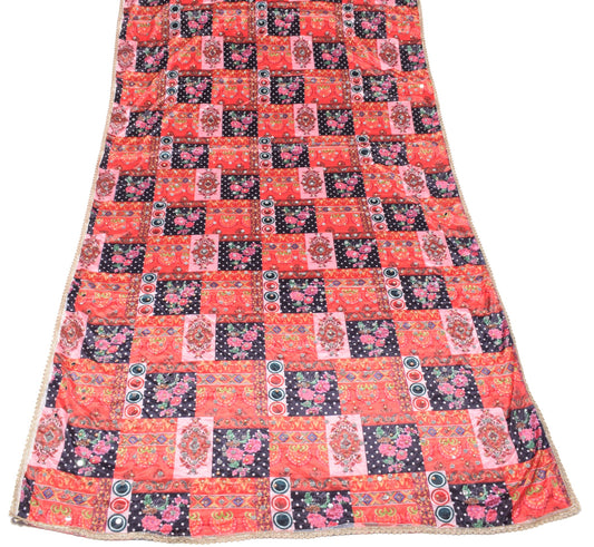 Sushila Vintage Abla Work Dupatta Chinnon Silk Mirror Beaded HEAVY Long Stole