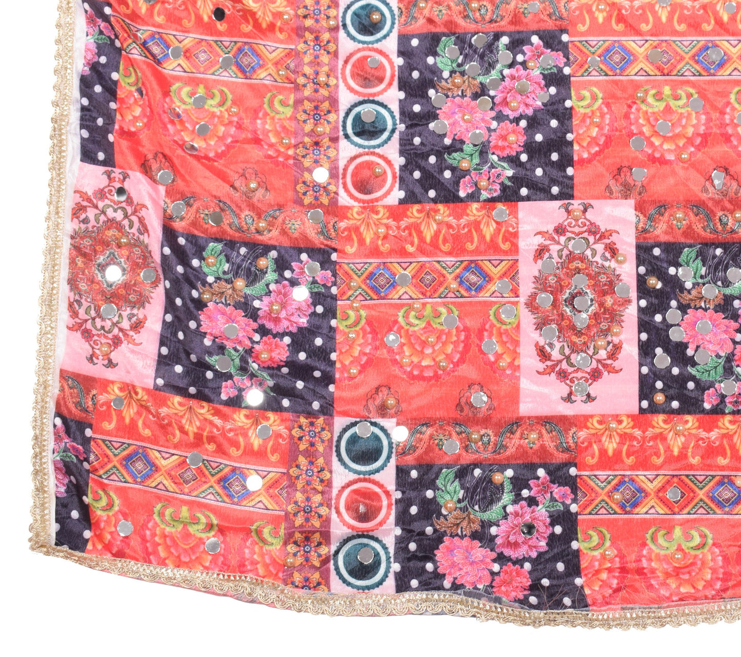Sushila Vintage Abla Work Dupatta Chinnon Silk Mirror Beaded HEAVY Long Stole