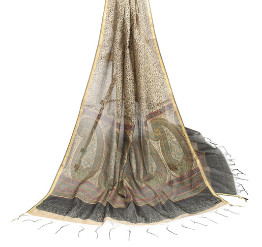 Sushila Vintage Art Cotton Dupatta Hand Block Printed & Woven Floral Long Stole