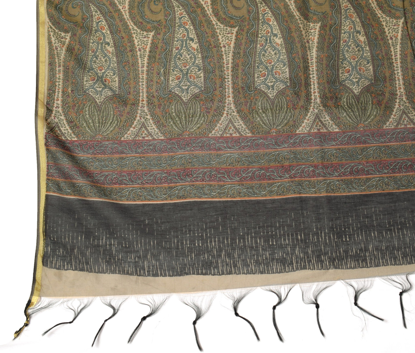 Sushila Vintage Art Cotton Dupatta Hand Block Printed & Woven Floral Long Stole