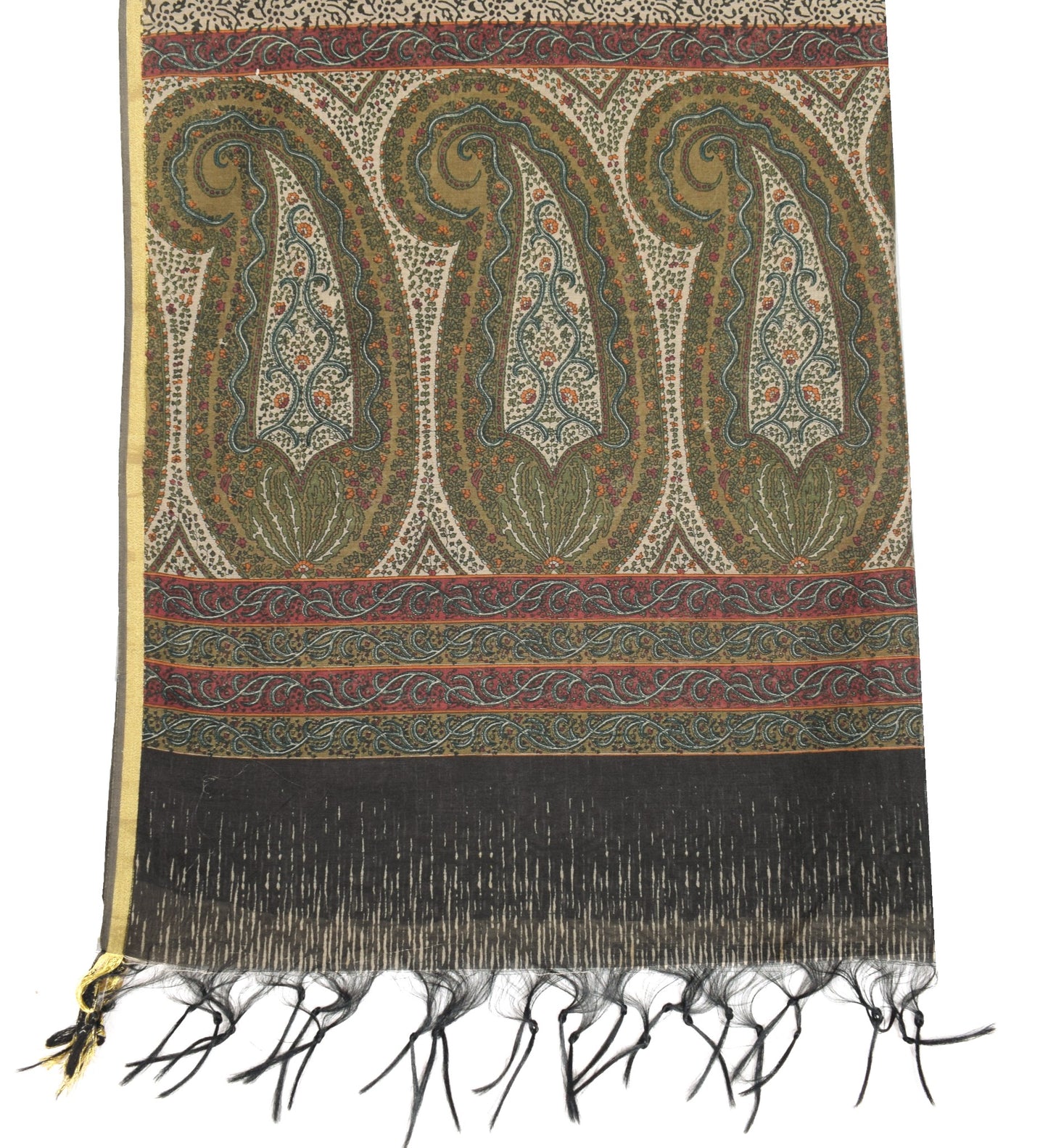 Sushila Vintage Art Cotton Dupatta Hand Block Printed & Woven Floral Long Stole