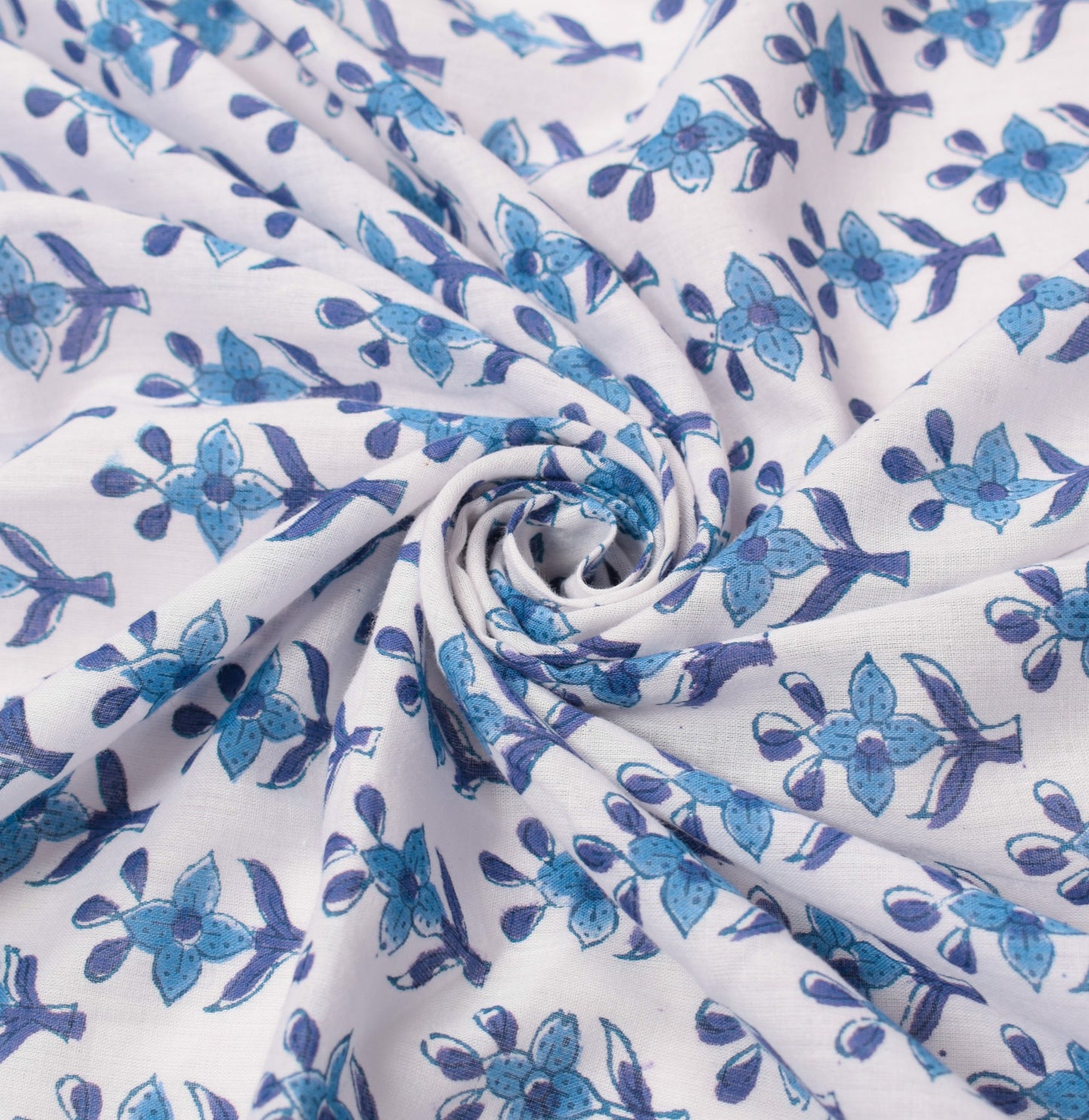 Sushila Vintage White Floral Dupatta 100%Pure Cotton Hand Block Print Long Stole