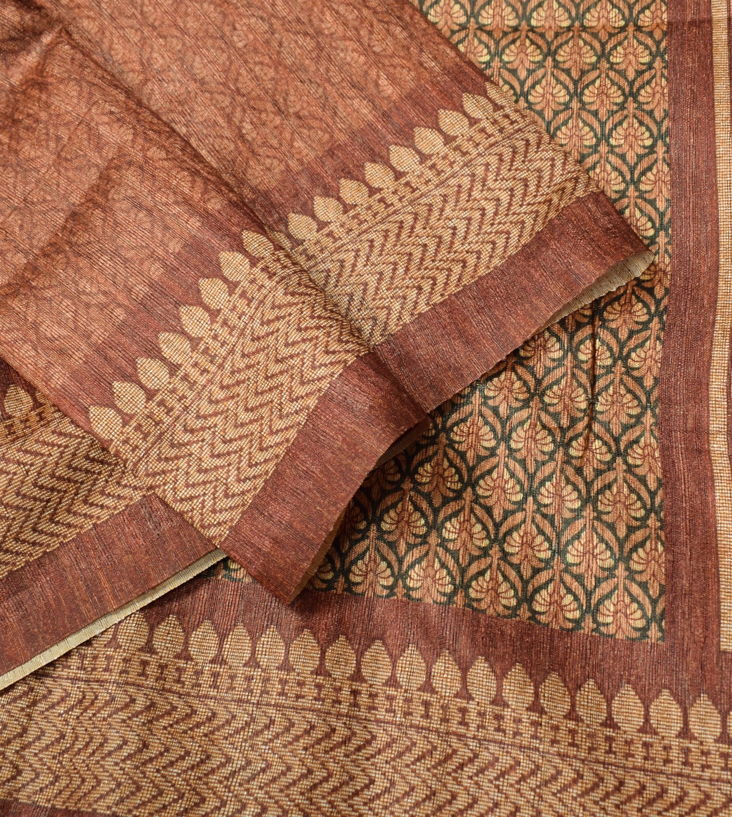 Sushila Vintage Brown Art Silk Dupatta Floral Woven & Printed Long Stole Veil
