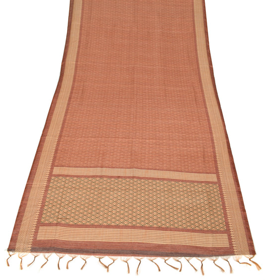 Sushila Vintage Brown Art Silk Dupatta Floral Woven & Printed Long Stole Veil