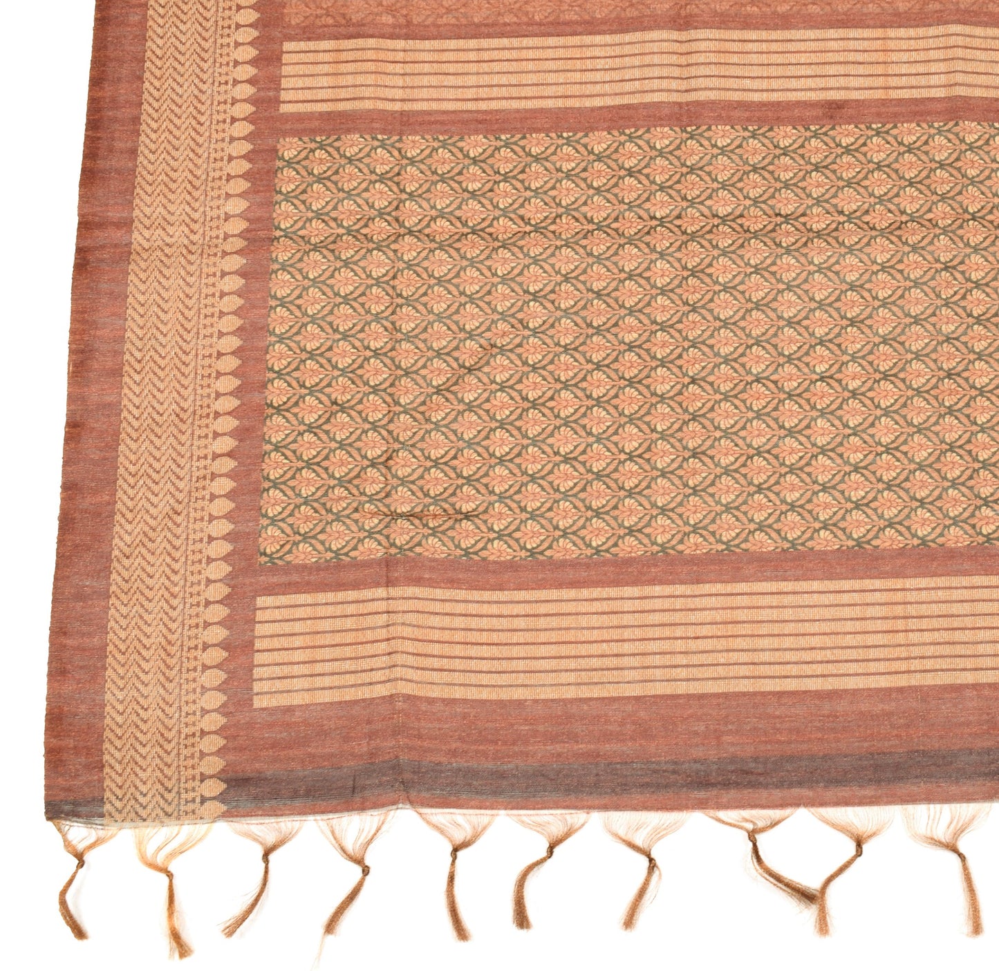Sushila Vintage Brown Art Silk Dupatta Floral Woven & Printed Long Stole Veil