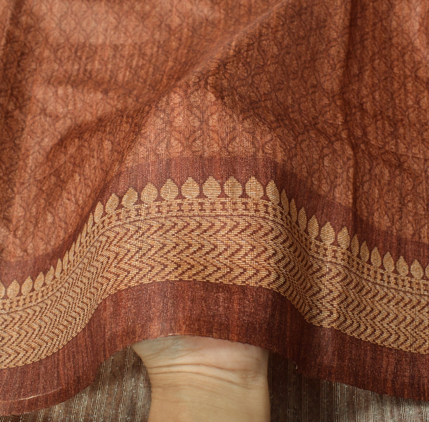Sushila Vintage Brown Art Silk Dupatta Floral Woven & Printed Long Stole Veil