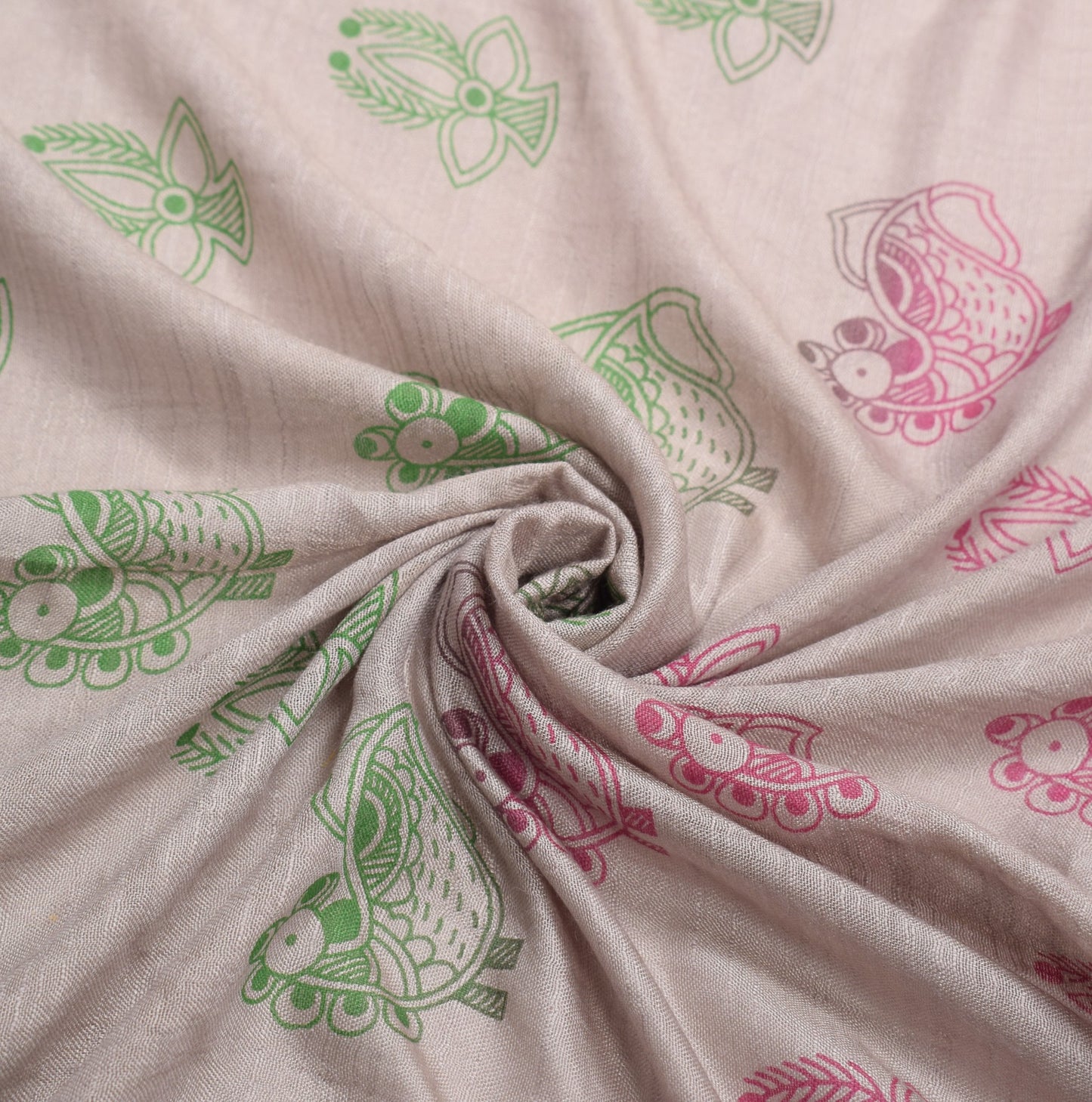 Sushila Vintage Madhubani Hand Printed Dupatta Gray Pure Cotton Soft Long Stole