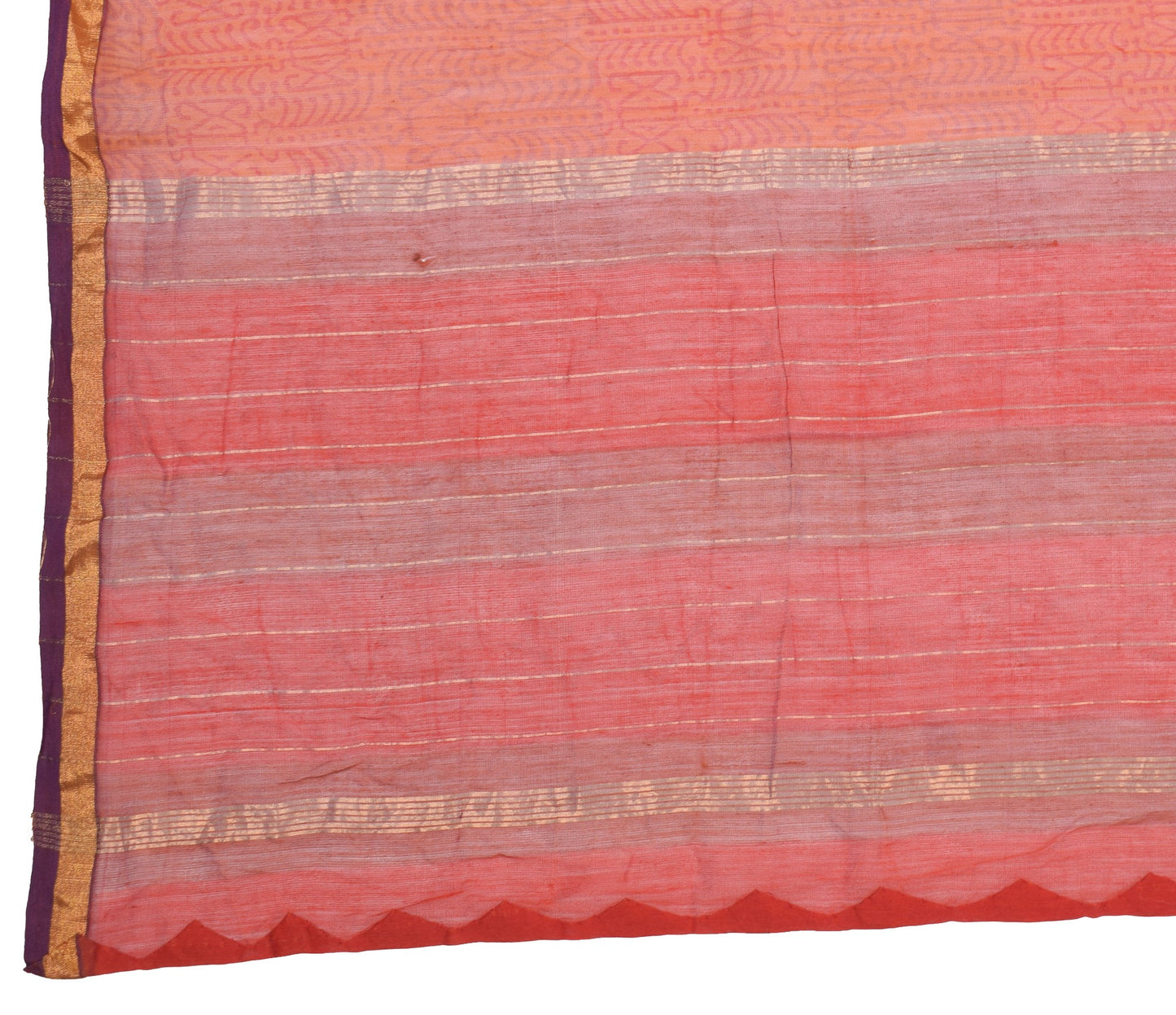 Sushila Vintage Rust BRANDED Dupatta Pure Cotton Silk Hand Block Long Stole Wrap
