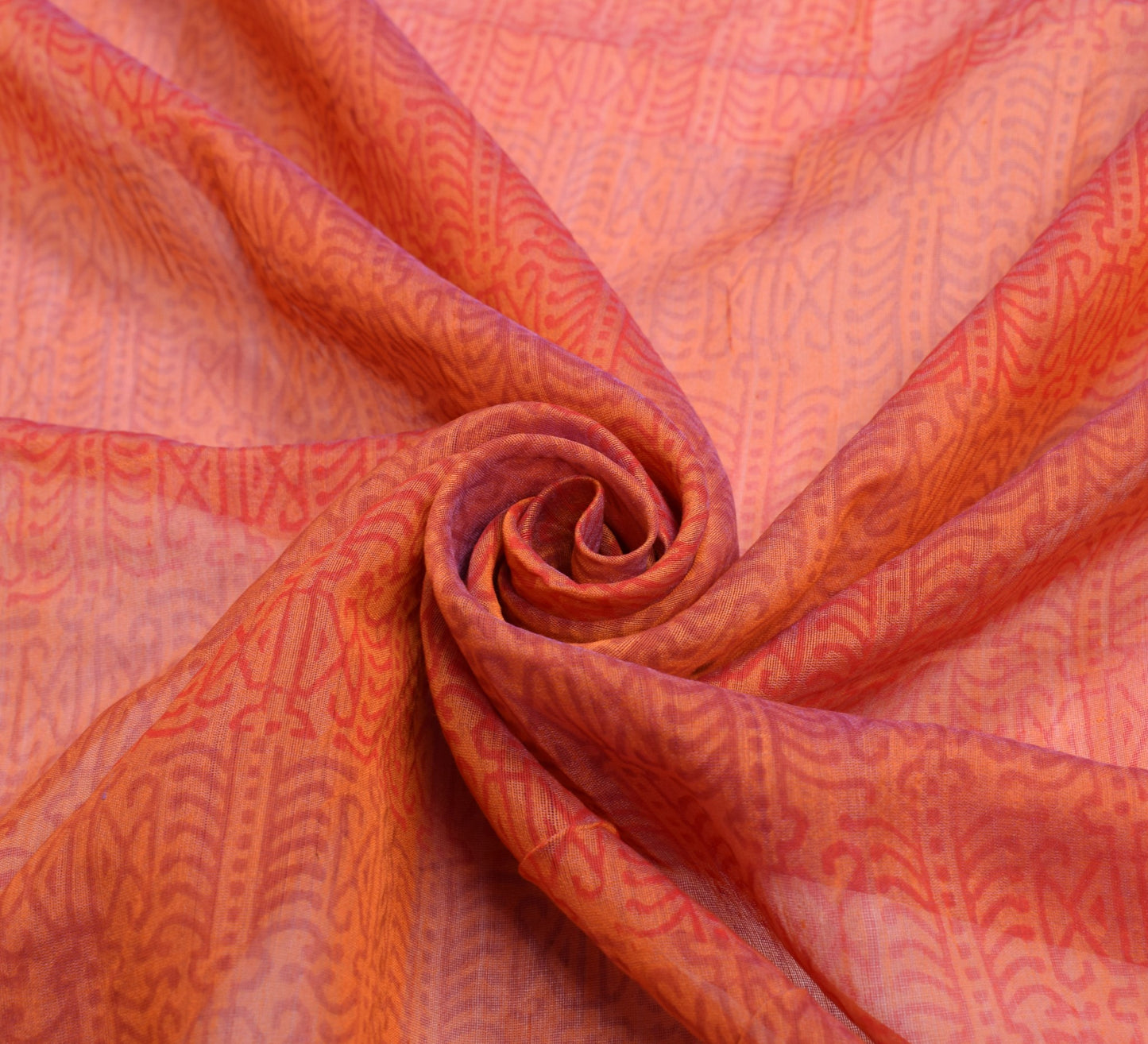 Sushila Vintage Rust BRANDED Dupatta Pure Cotton Silk Hand Block Long Stole Wrap