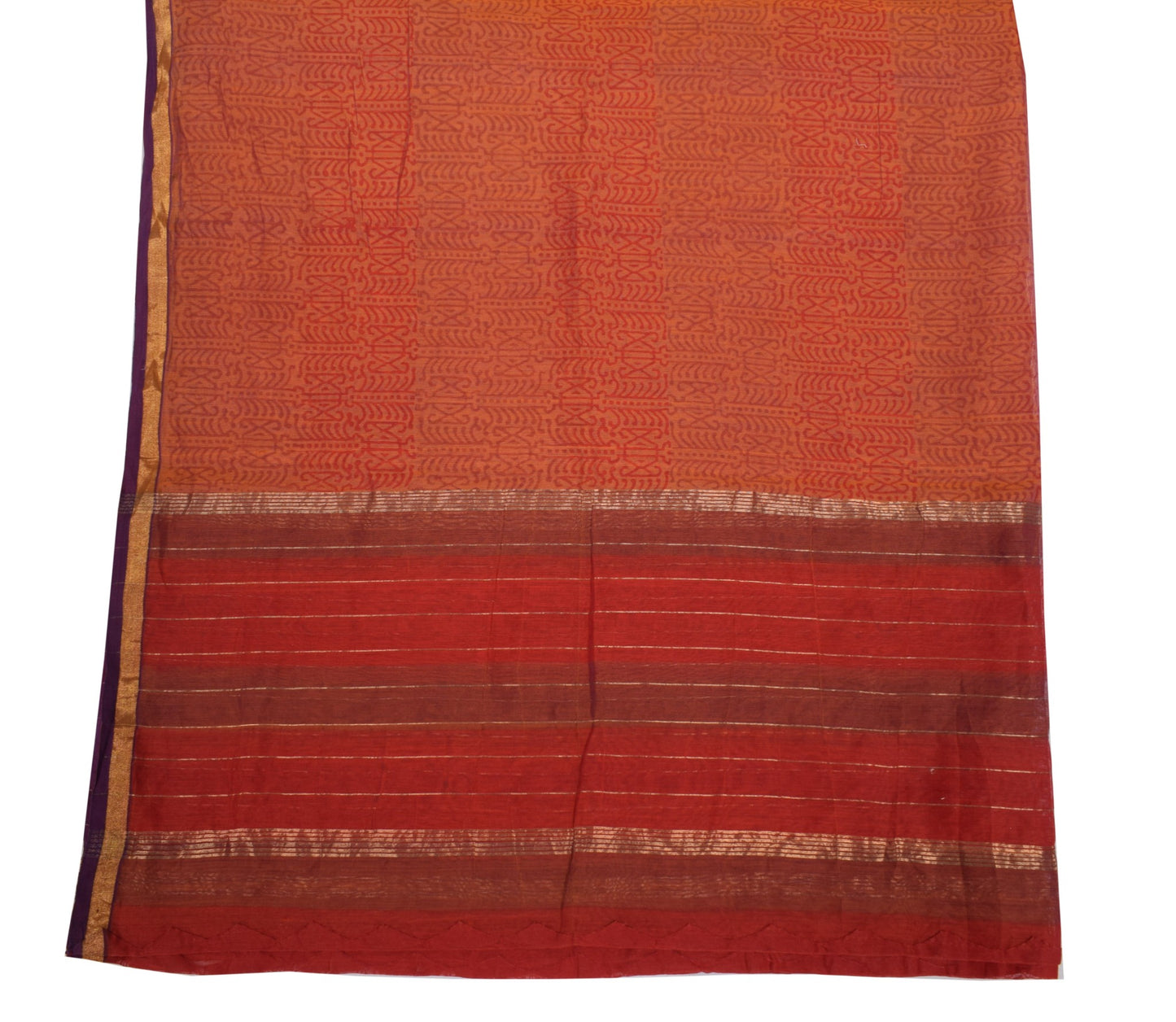 Sushila Vintage Rust BRANDED Dupatta Pure Cotton Silk Hand Block Long Stole Wrap