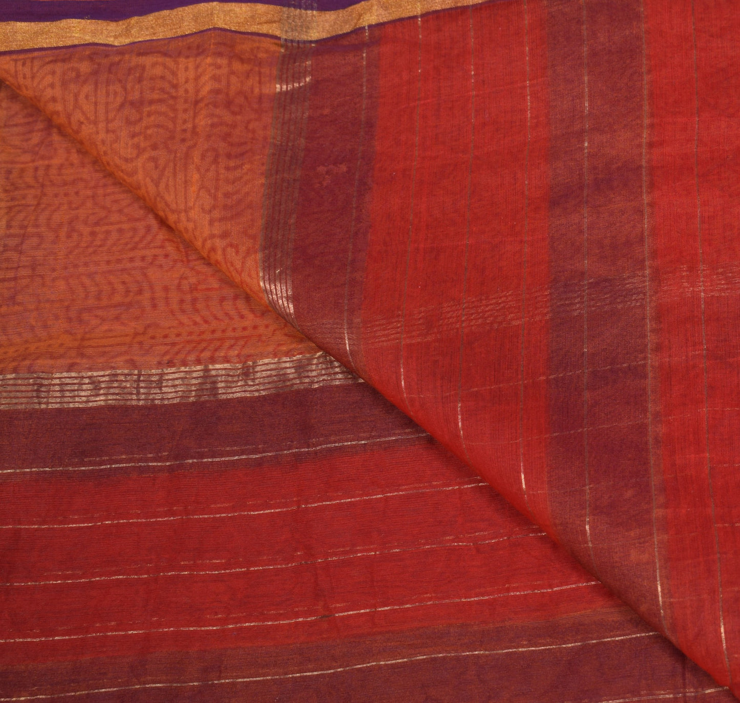 Sushila Vintage Rust BRANDED Dupatta Pure Cotton Silk Hand Block Long Stole Wrap