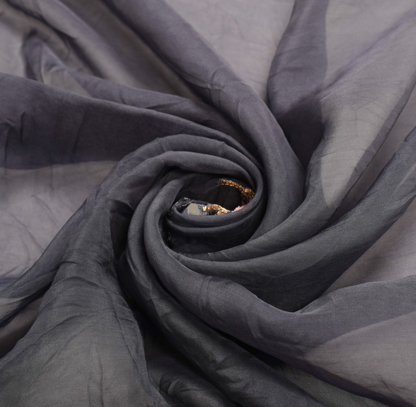 Sushila Vintage Gray Dupatta Gotta Patti Embroidered Pure Silk Floral Long Stole